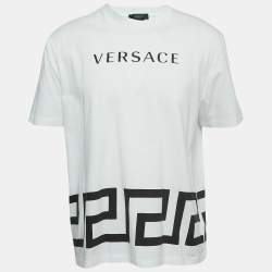 Pre Owned Versace White Greek Print Cotton T-Shirt 2XL