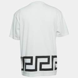 Pre Owned Versace White Greek Print Cotton T-Shirt 2XL