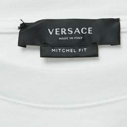 Pre Owned Versace White Greek Print Cotton T-Shirt 2XL