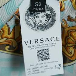 Pre Owned Fendace Blue/Multicolor Monogram Baroque Printed Silk Short Sleeve Shirt XL