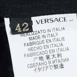 Versace Black Embroidered Cotton Button Front Double Cuff Shirt XL