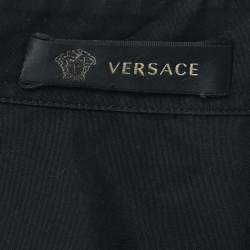Versace Black Embroidered Cotton Button Front Double Cuff Shirt XL