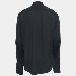 Versace Black Embroidered Cotton Button Front Double Cuff Shirt XL