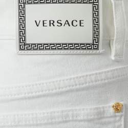 Versace White Denim Medusa Button Detailed Jeans L Waist 34"