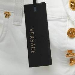 Versace White Denim Medusa Button Detailed Jeans L Waist 34"