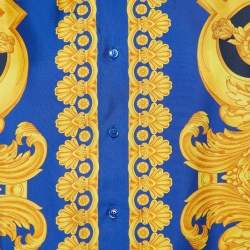 Pre Owned Versace Blue Baroque Printed Silk Heritage Fit Shirt L