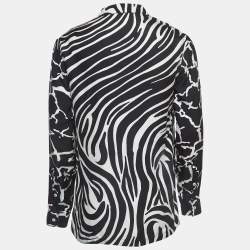 Versace Black Zebra/Giraffe Print Silk Button Front Full Sleeve Shirt M