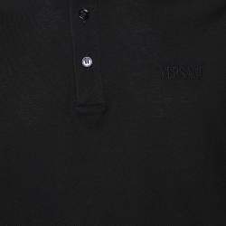 Pre Owned Versace Black Cotton Pique Taylor Fit Polo T-Shirt L