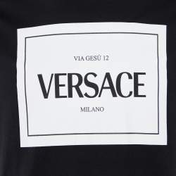 Versace Black Logo Print Cotton Taylor Fit Half Sleeve T-Shirt 2XL