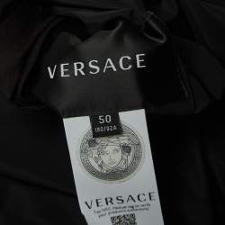 Pre Owned Versace Black/Yellow Baroque Print Nylon Reversible Puffer Jacket L