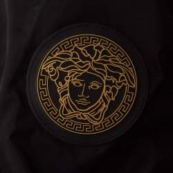 Pre Owned Versace Black/Yellow Baroque Print Nylon Reversible Puffer Jacket L