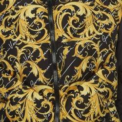 Pre Owned Versace Black/Yellow Baroque Print Nylon Reversible Puffer Jacket L
