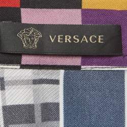 Versace Multicolor Patchwork Print Silk Shirt XL