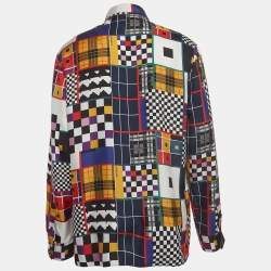 Versace Multicolor Patchwork Print Silk Shirt XL