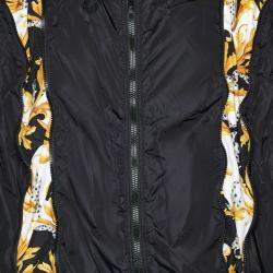 Pre Owned Versace Black Nylon Zip Detail Hooded Jacket M