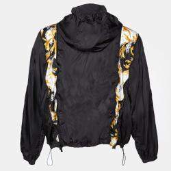 Pre Owned Versace Black Nylon Zip Detail Hooded Jacket M