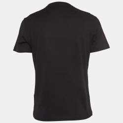 Pre Owned Versace Black Logo Printed and Embroidered Cotton Crew Neck T-Shirt M
