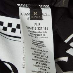 Pre Owned Versace Black Logo Printed and Embroidered Cotton Crew Neck T-Shirt M