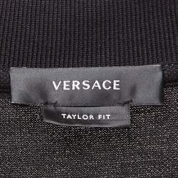 Versace Black Embroidered Cotton Pique Polo Custom Fit T-Shirt M