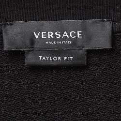 Pre Owned Versace Black Logo Print Cotton Knit Taylor Fit Sweatshirt XS