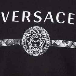 Pre Owned Versace Black Logo Print Cotton Knit Taylor Fit Sweatshirt XS