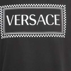 Pre Owned Versace Black Logo Print Cotton T-Shirt 2XL