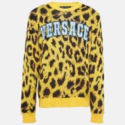 Versace Yellow Animal Print Knit Sweater L