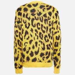 Versace Yellow Animal Print Knit Sweater L