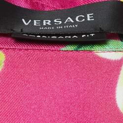 Versace Pink Orchid Print Silk American Fit Shirt L