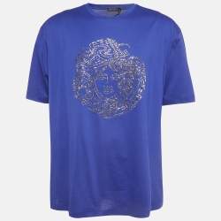 Versace Purple Medusa Icon Studded Cotton T-shirt 5XL