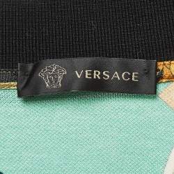 Pre Owned Versace Multicolor Baroque Printed Knit Polo T-Shirt XL