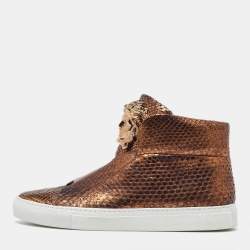 Versace Bronze Python Medusa Palazzo Slip On High Top Sneakers Size 41