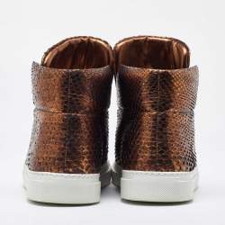 Versace Bronze Python Medusa Palazzo Slip On High Top Sneakers Size 41