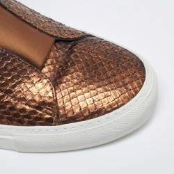 Versace Bronze Python Medusa Palazzo Slip On High Top Sneakers Size 41
