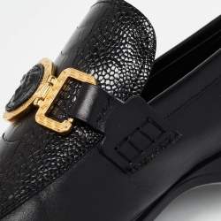 Versace Black Croc Embossed Medusa City Loafers Size 43