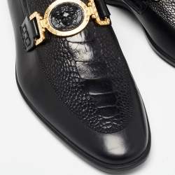 Versace Black Croc Embossed Medusa City Loafers Size 43