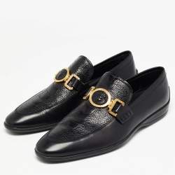 Versace Black Croc Embossed Medusa City Loafers Size 43