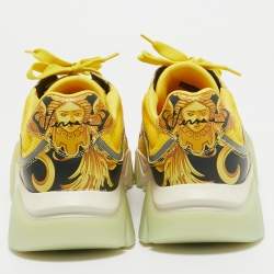 Versace Yellow Leather and Mesh Squalo Lace Up Sneakers 41