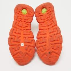 Versace Orange Canvas and Leather Trigreca Lace Up Sneakers Size 42