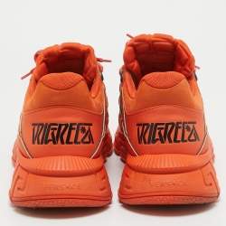 Versace Orange Canvas and Leather Trigreca Lace Up Sneakers Size 42