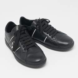 Versace Black Leather Medusa Lace Up Sneakers Size 41