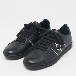Versace Black Leather Medusa Lace Up Sneakers Size 41