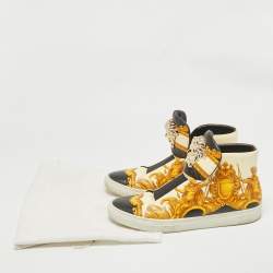 Versace Cream/Black Leather Medusa High Top Sneakers Size 45