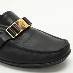 Versace Black Leather Medusa Loafers Size 43