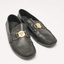 Versace Black Leather Medusa Buckle Loafers Size 43