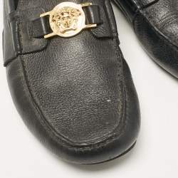 Versace Black Leather Medusa Buckle Loafers Size 43