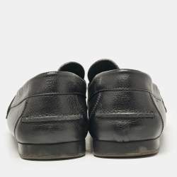 Versace Black Leather Medusa Buckle Loafers Size 43