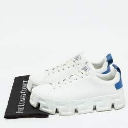 Versace White/Blue Leather Greca Labyrinth Platform Sneakers Size 44
