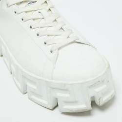 Versace White/Blue Leather Greca Labyrinth Platform Sneakers Size 44