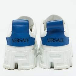 Versace White/Blue Leather Greca Labyrinth Platform Sneakers Size 44